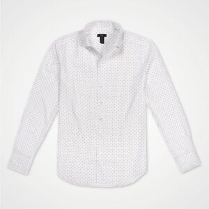 ⭐️Denim & Flower White Casual Button Down Shirt with Dotted Pattern⭐️